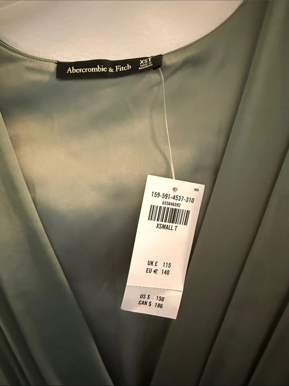 Abercrombie & Fitch Sage Green V-Neck Maxi Dress